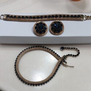 Weiss Signed Blue and Gold Jewelry Set